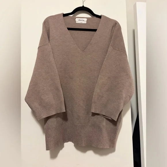 WILFRED FREE SOUVENIR SWEATER SIZE 1 SMALL BEIGE TAUPE V NECK SWEATER - Picture 3 of 8